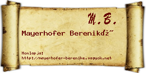 Mayerhofer Bereniké névjegykártya